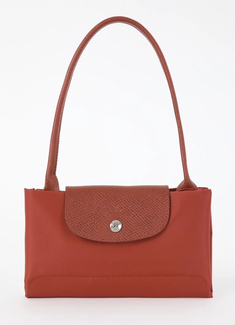Longchamp Le Pliage Green M -olkalaukku nahkayksityiskohdilla