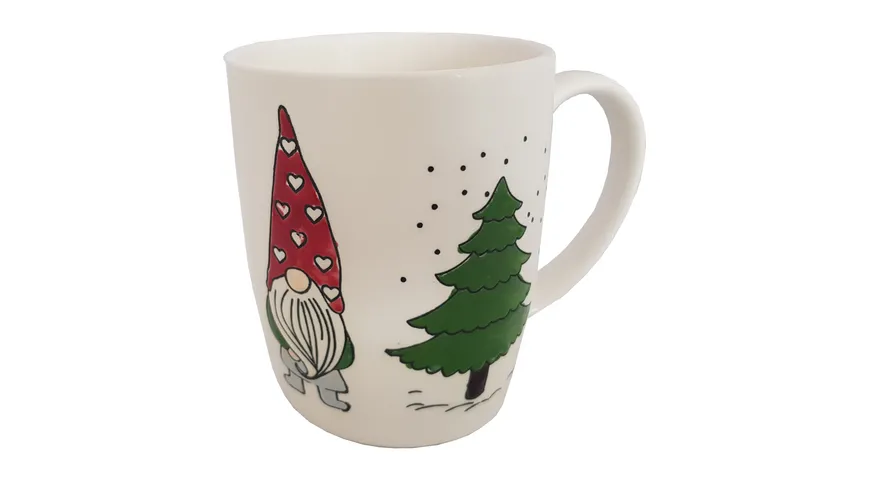 TRENDSHOP Tasse X-MAS Wichtel mit Tanne 0,3l