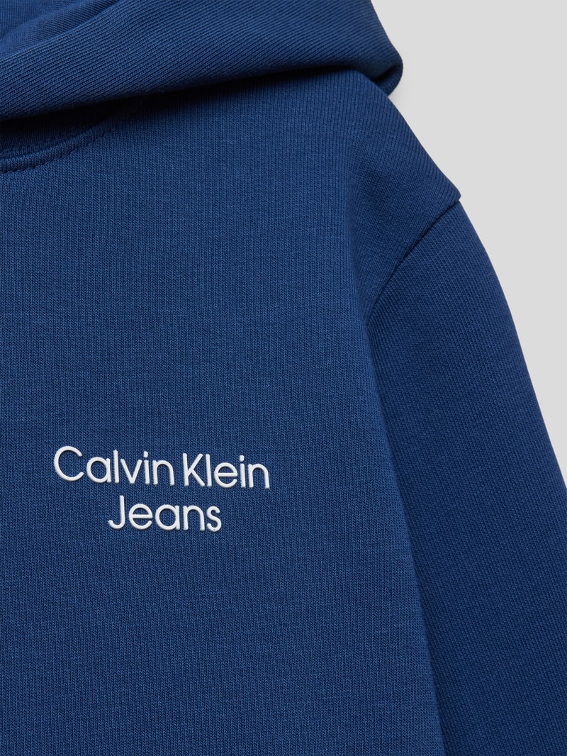 Hoodie mit Label-Details in dunkelblau