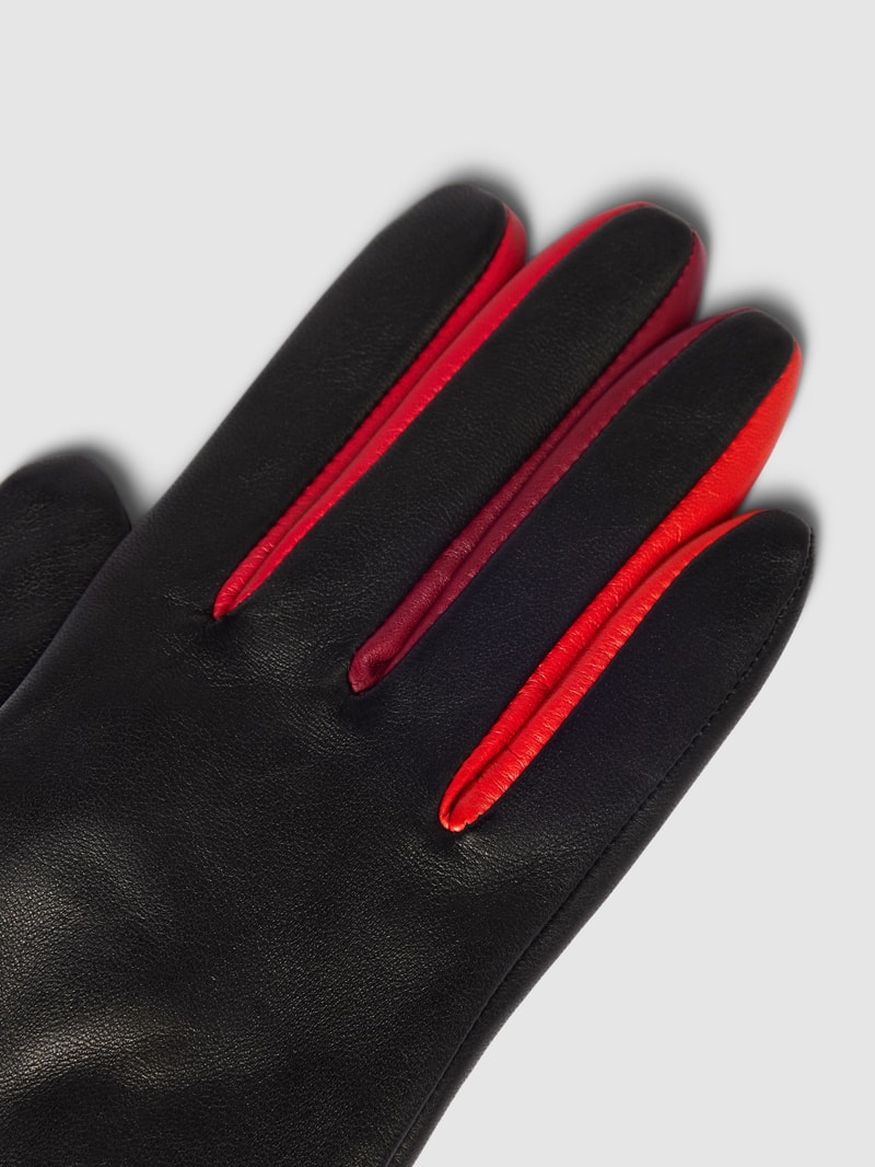 Handschuhe aus Leder in Two-Tone-Machart in schwarz