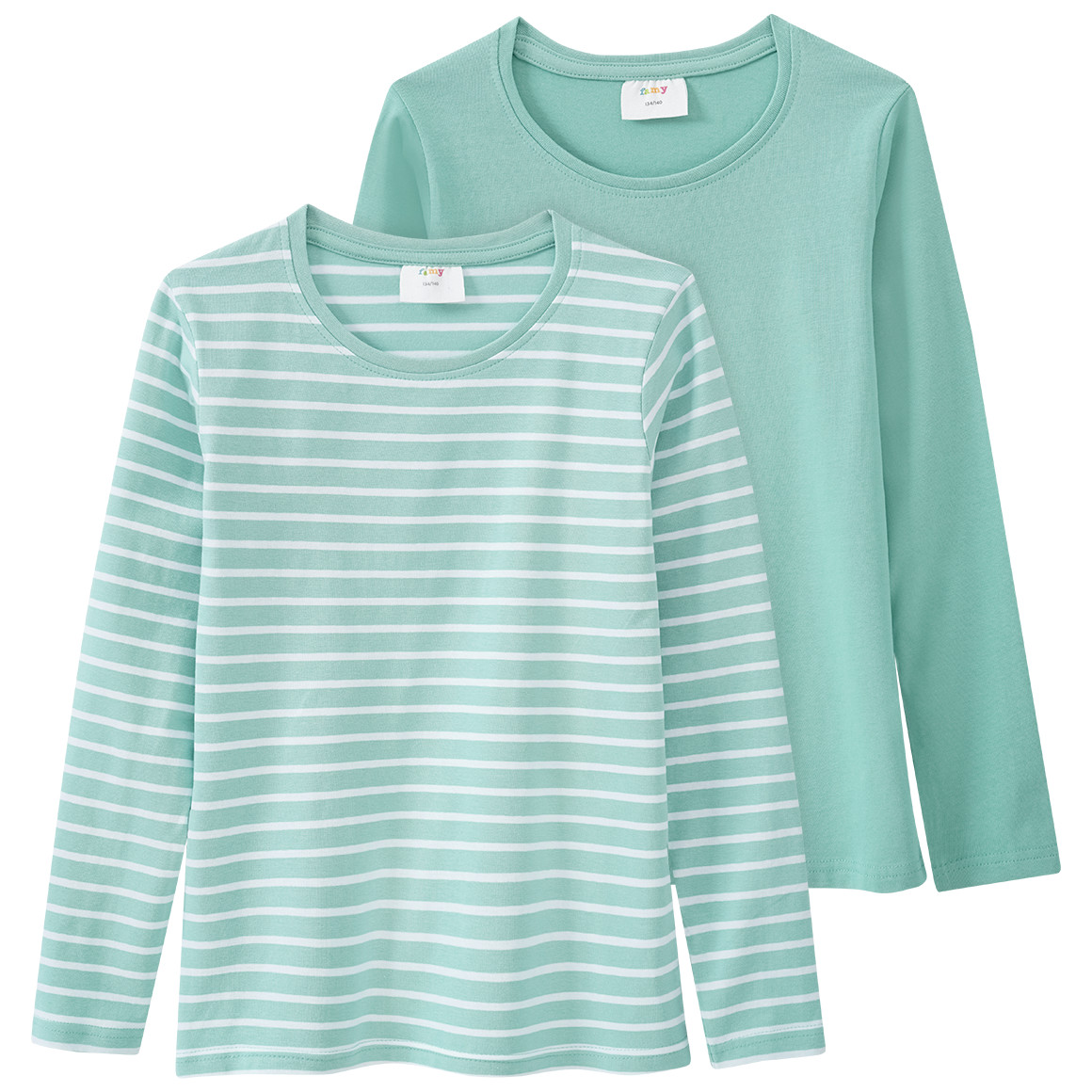 2 Mädchen Langarmshirts im Basic-Style