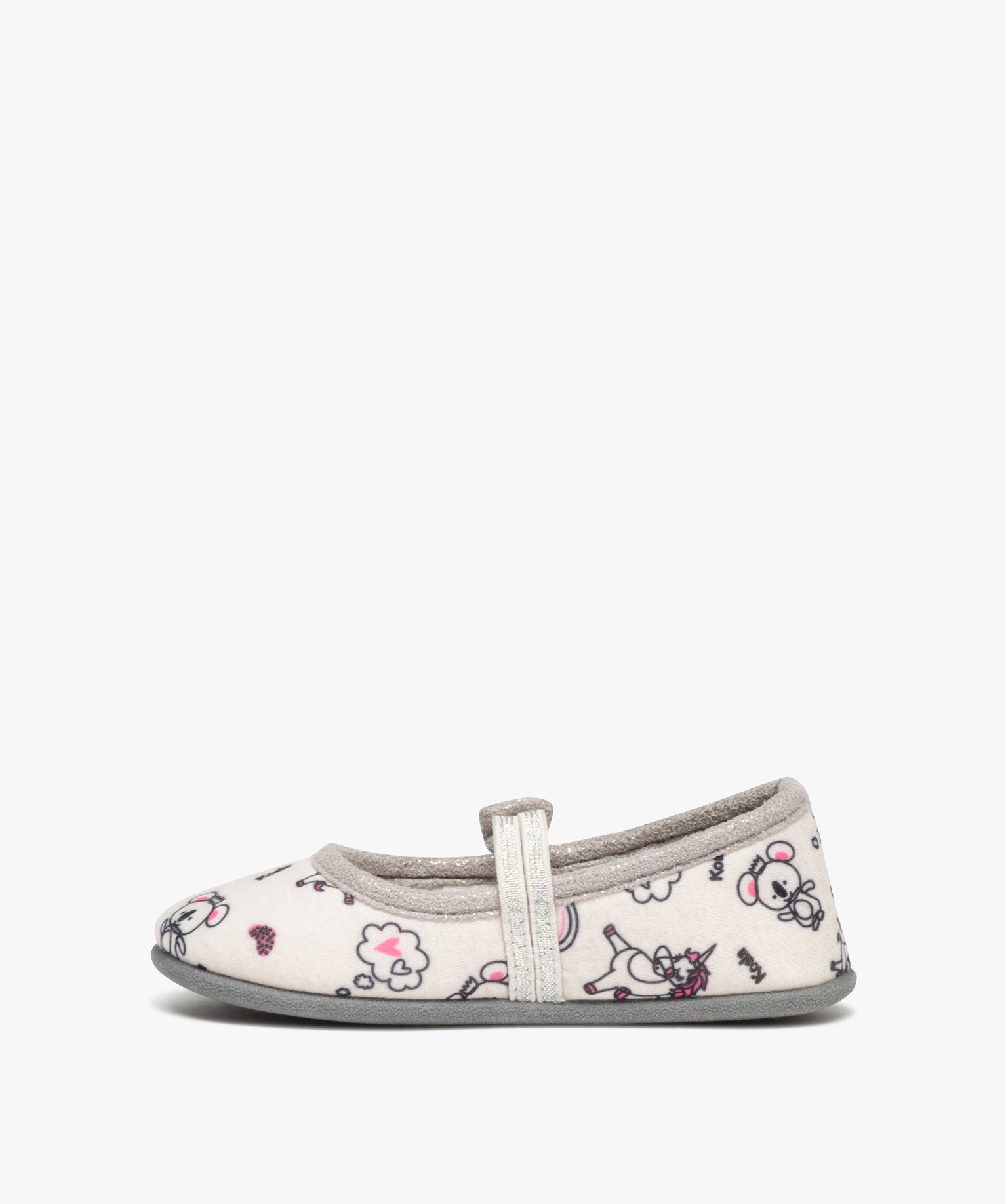 Chaussons en forme de ballerines en jersey imprimé fille beige | GEMO
