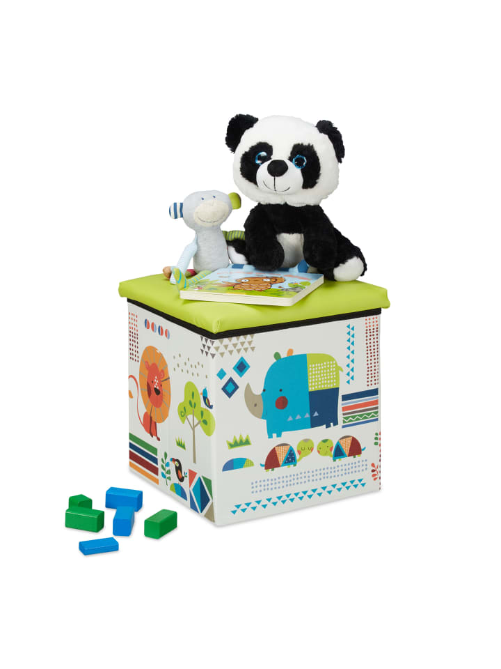 relaxdays Sitzhocker Tiere in Grün/Weiß - (B)31 x (H)31 x (T)31 cm günstig kaufen onesize