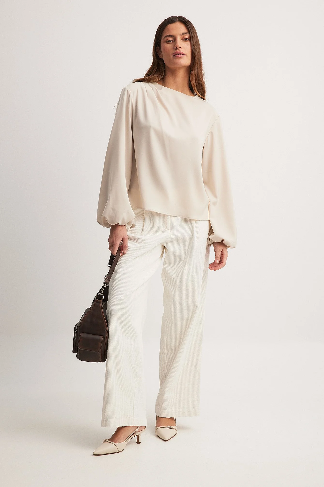 Drappierte Bluse mit Ballonärmeln