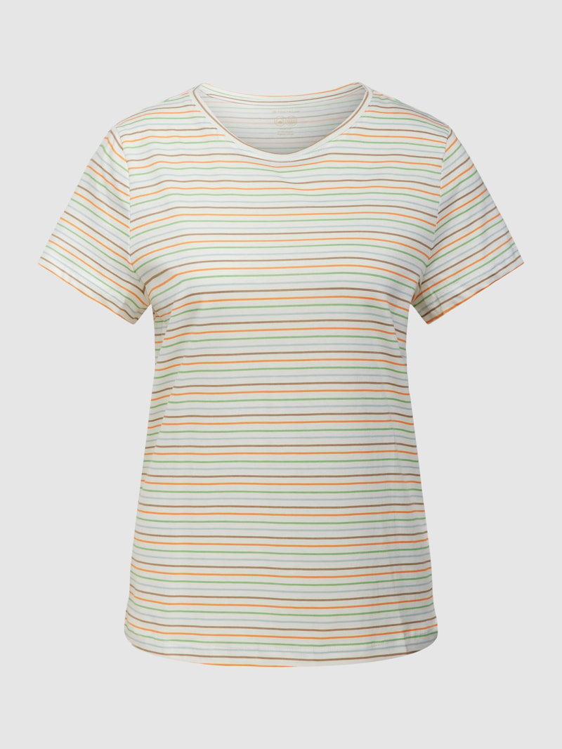 T-Shirt mit Streifenmuster in orange