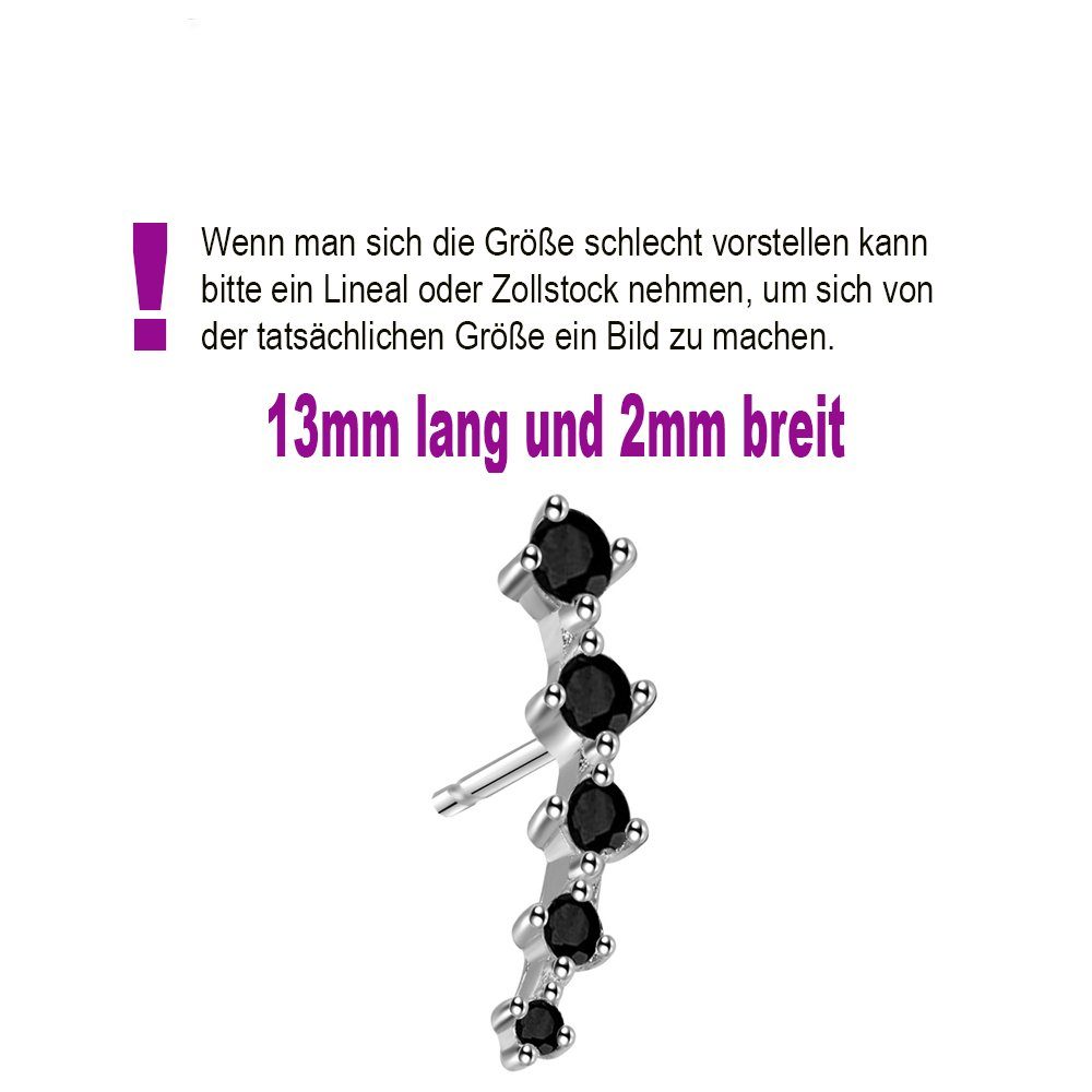 Limana Paar Ohrstecker Damen Mädchen 925 Sterling Silber kleine rosa schwarze klare Steine, für jeden Tag Geschenk Idee, Zirkonia