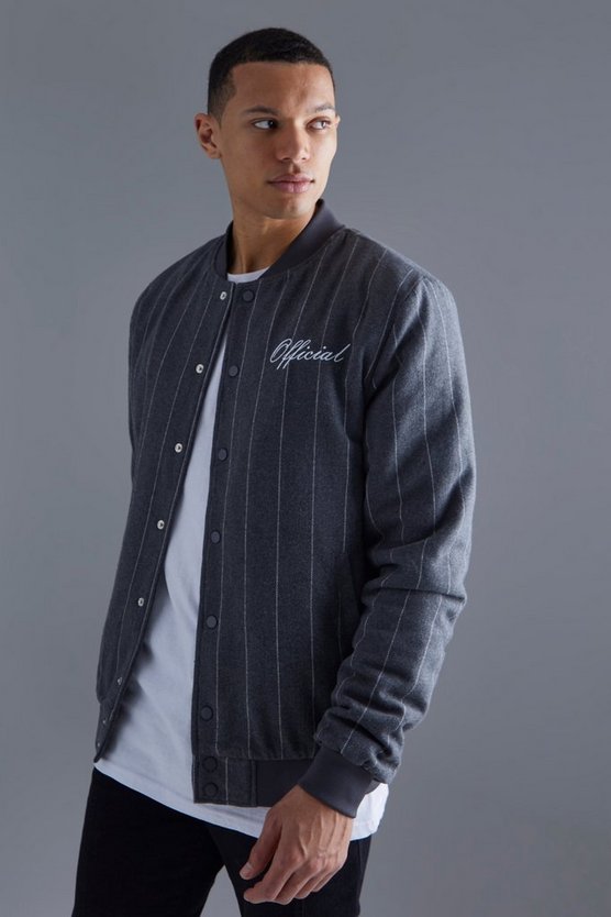 Tall Official Melton Bomberjacke mit Nadelstreifen