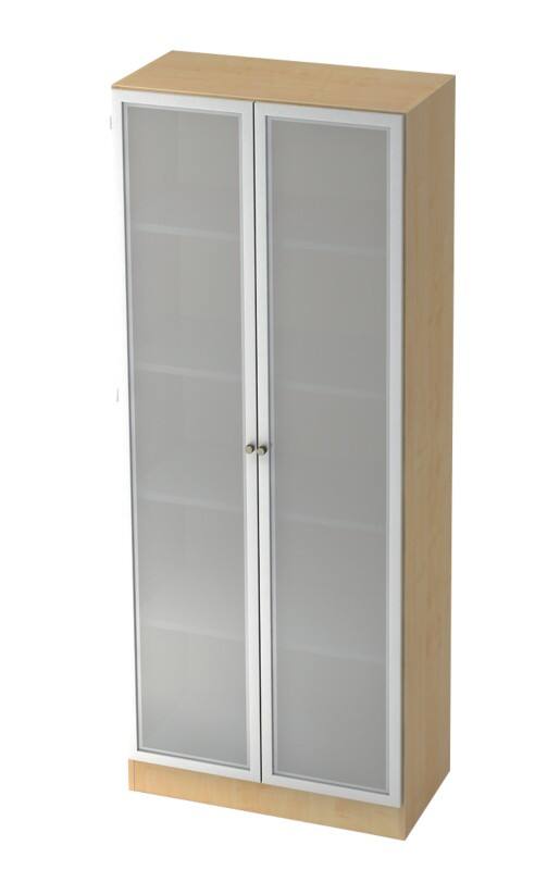 Hammerbacher Glastürenschrank SG 6100G Ahorn, Silber 800 x 420 x 2.004 mm