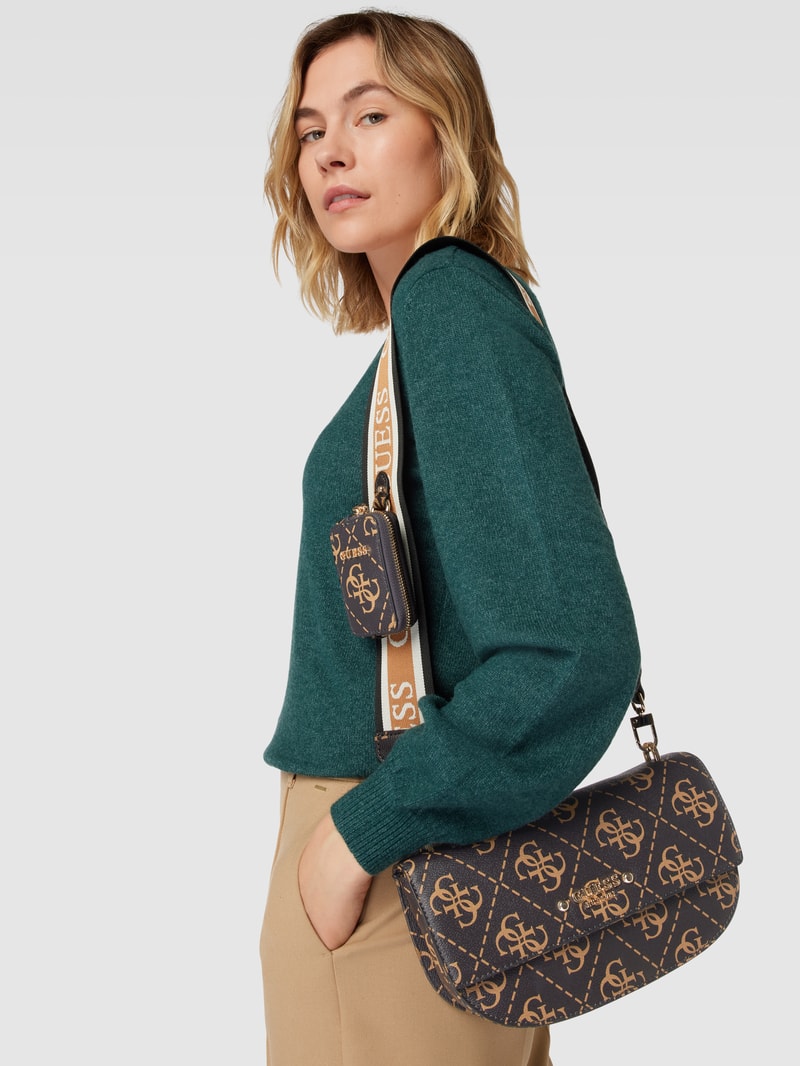 Saddle Bag mit Label-Applikation Modell 'REA' in haselnuss braun