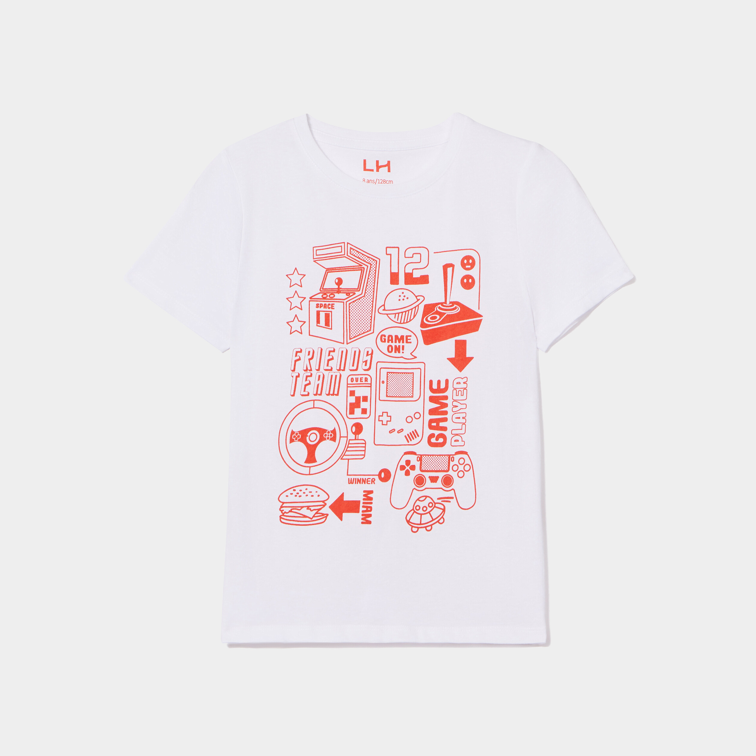 T-shirt col rond manches courtes coton blanc garçon | La Halle