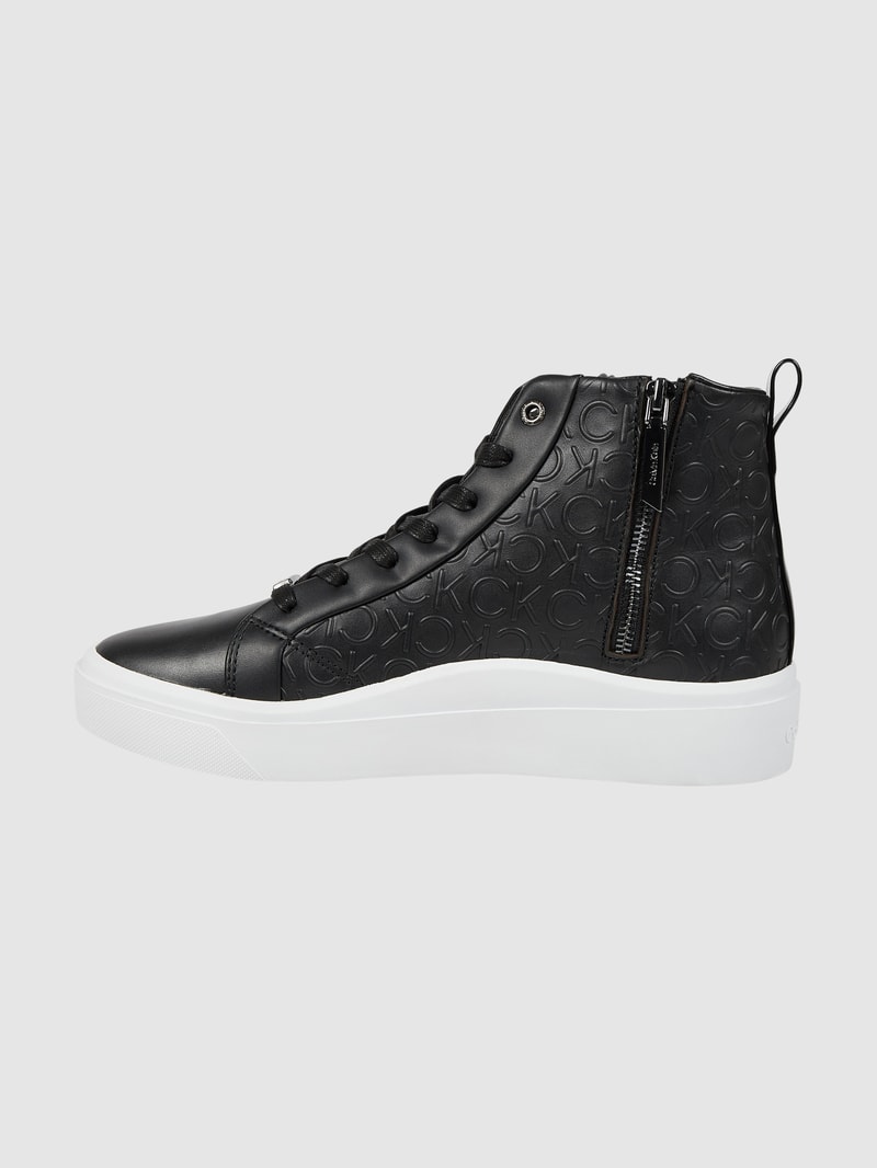 High Top Sneaker aus Leder in schwarz