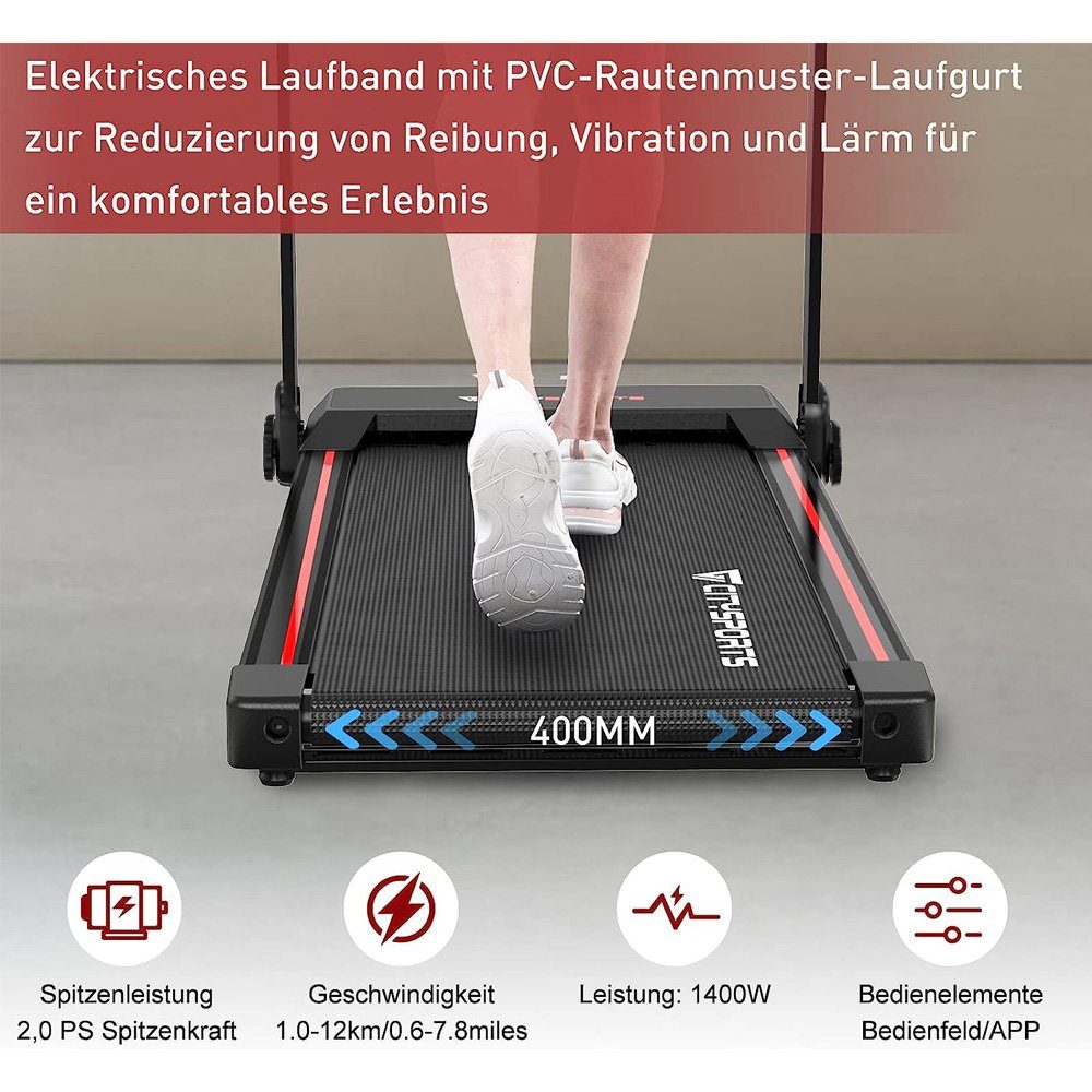 CITYSPORTS Laufband WP9, Klappbares Laufband bis 12 km/h mit APP walking jogging pad