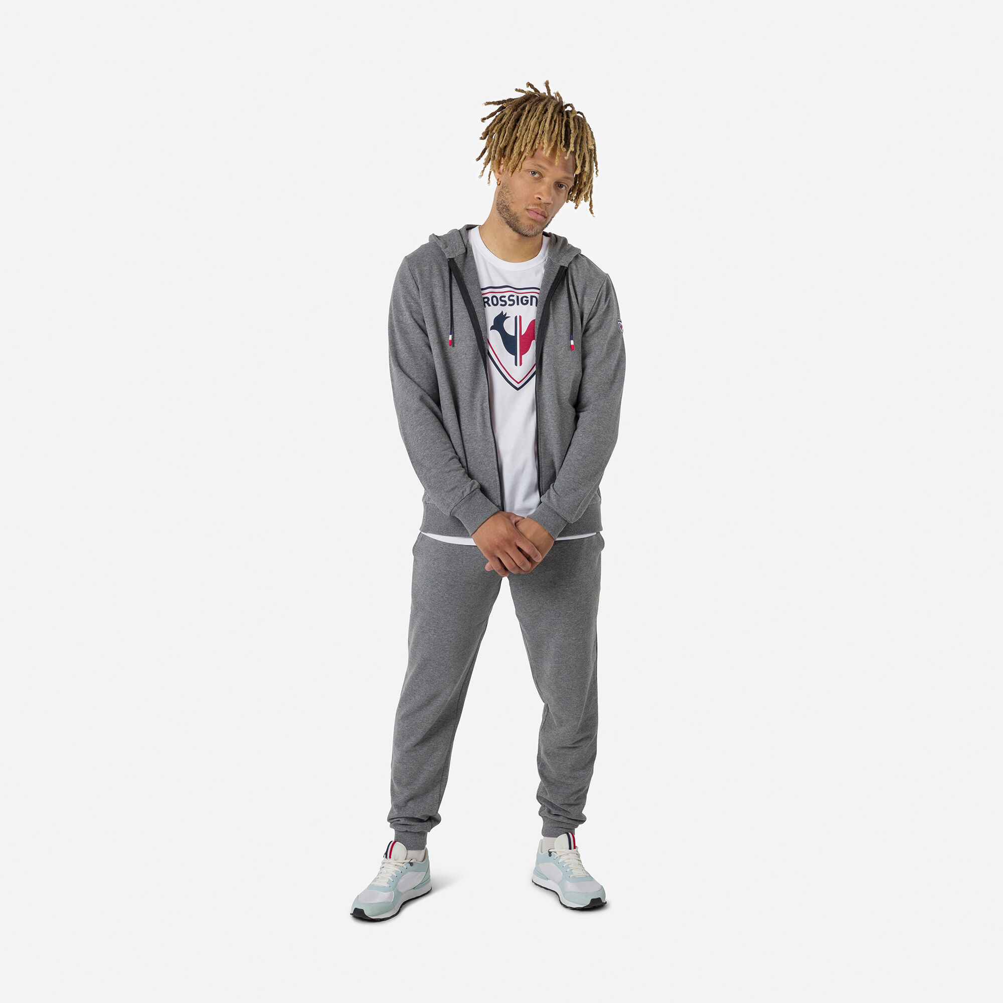 Sweat en coton à capuche zippé Logo Homme