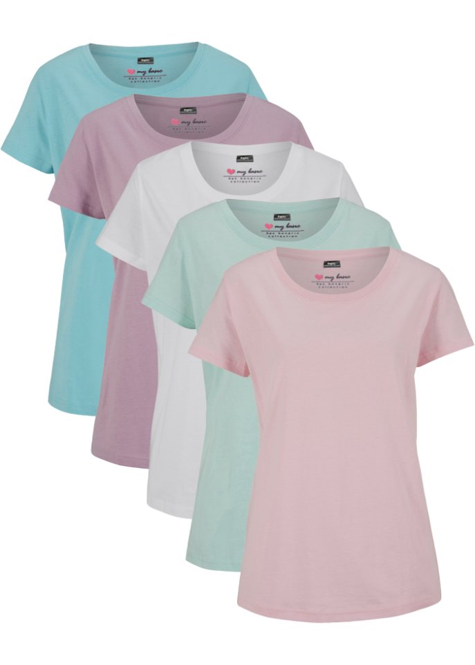 Rundhals-Shirt, Kurzarm (5er Pack)