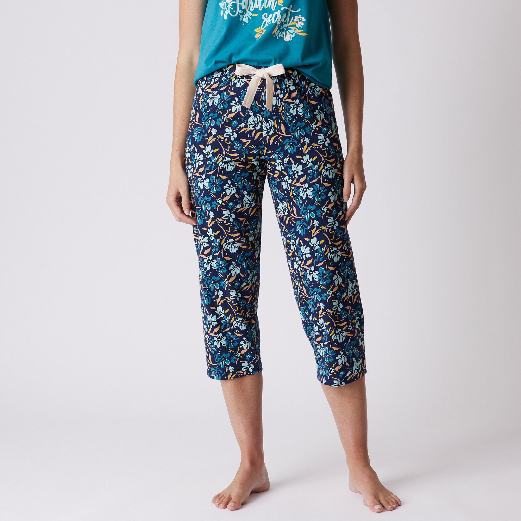 Pantalon court pyjama imprimé floral