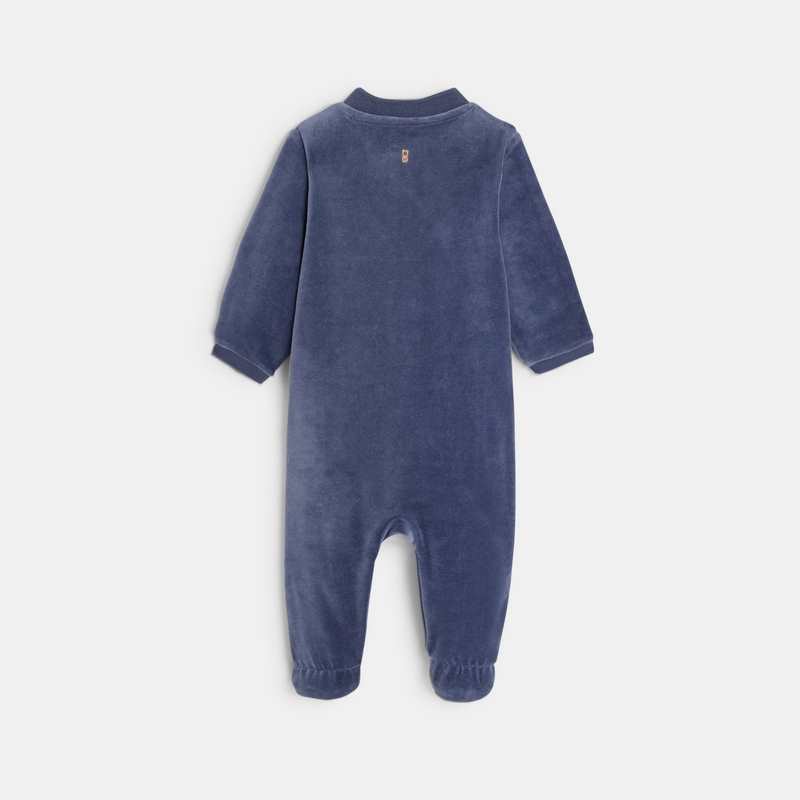 Dors-bien velours tête de renard bleu bébé garçon