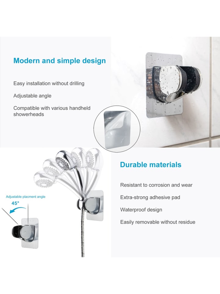 Intirilife Handbrause Halter ohne Bohren in Silber günstig kaufen onesize