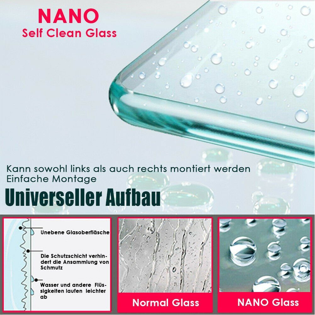 SONNI Badewannenaufsatz Badewannenaufsatz mit Seitenwand,Faltwand, DuschabtrennungNANO Glas, Einscheibensicherheitsglas mit Nano Beschichtung, für Badezimmer, faltbar