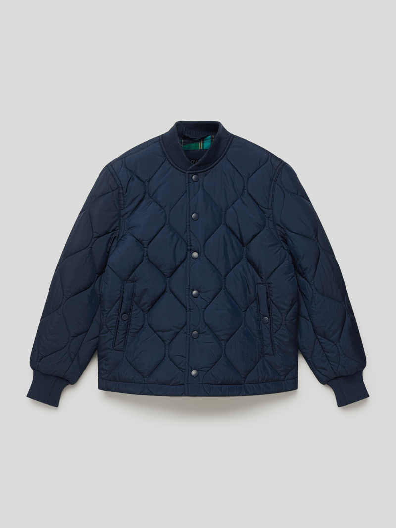 Bomberjacke in Stepp-Optik in marineblau