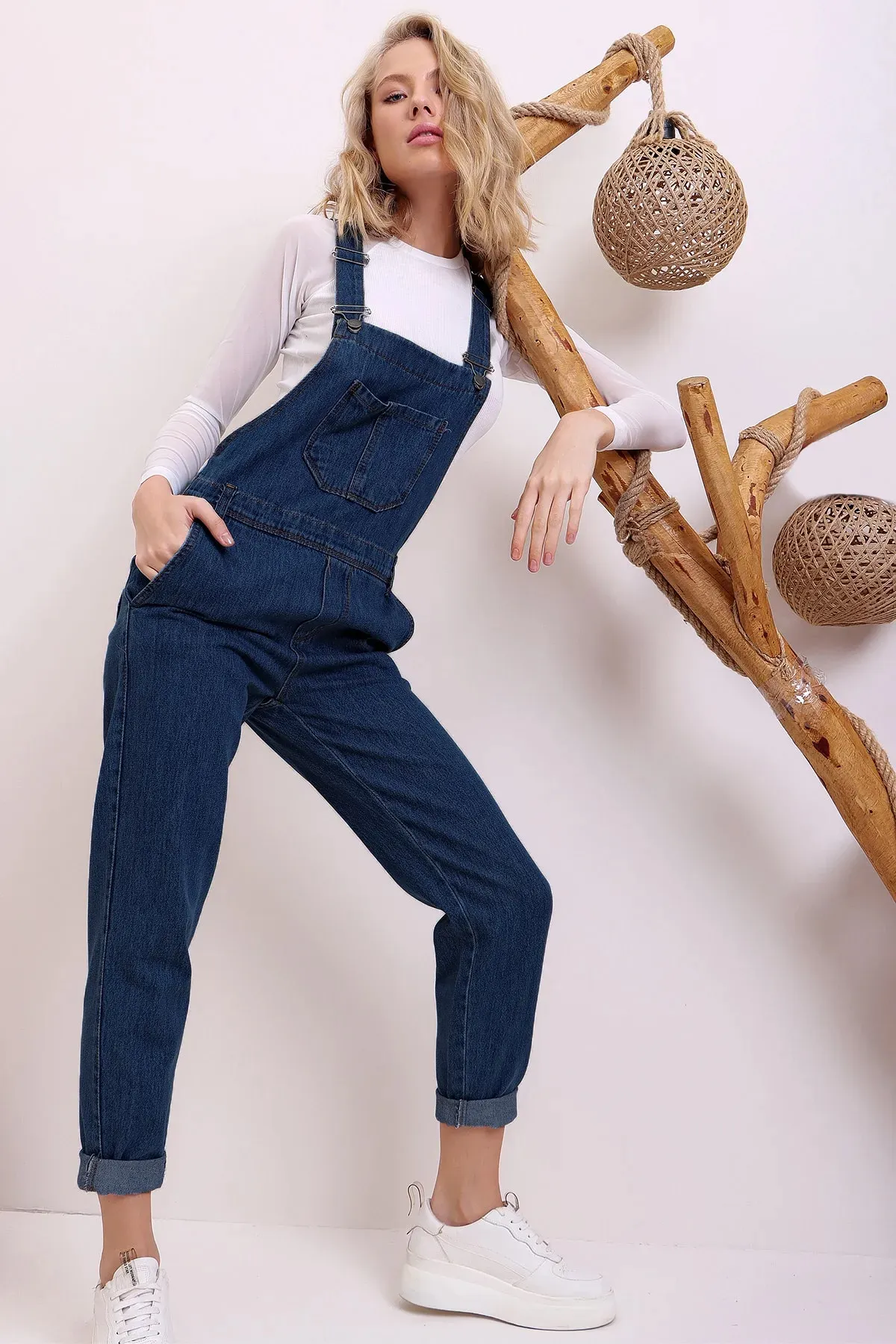 Trend Alaçatı Stili  Latzhose - Blau - Regular Fit