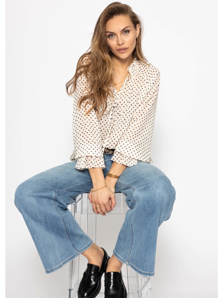 SASSYCLASSY Chiffonbluse mit Print in Beige günstig kaufen