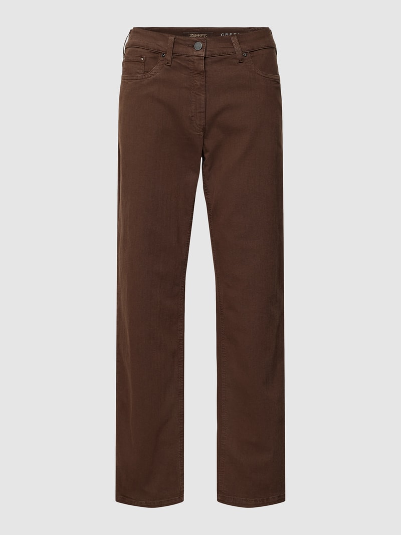 Straight Fit Jeans im 5-Pocket-Design Modell 'Greta' in dunkelbraun