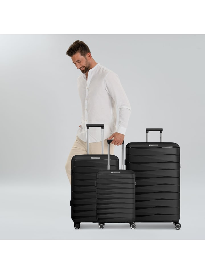 Franky London 4 Rollen Kofferset 3-teilig mit Dehnfalte in black günstig kaufen onesize