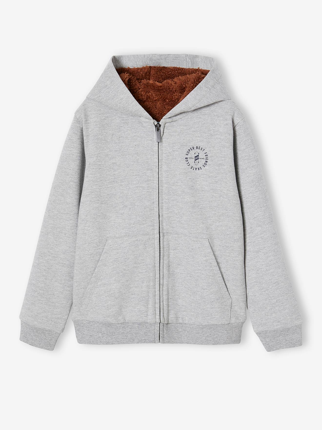 Sweat zippé doublé sherpa garçon encre