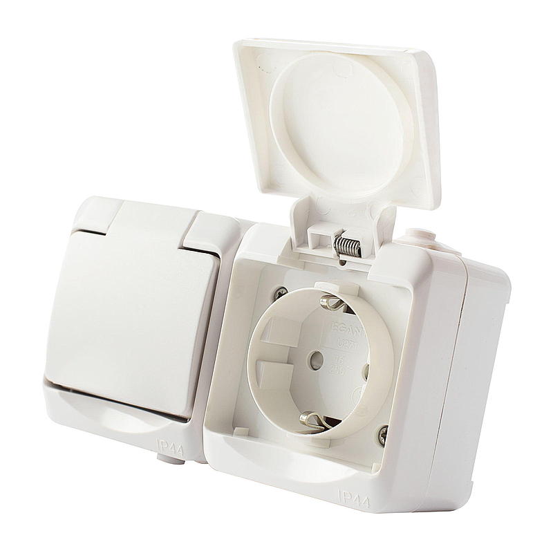 Egant Dobbelstikk IP44 m/lokk, hvit, Egant