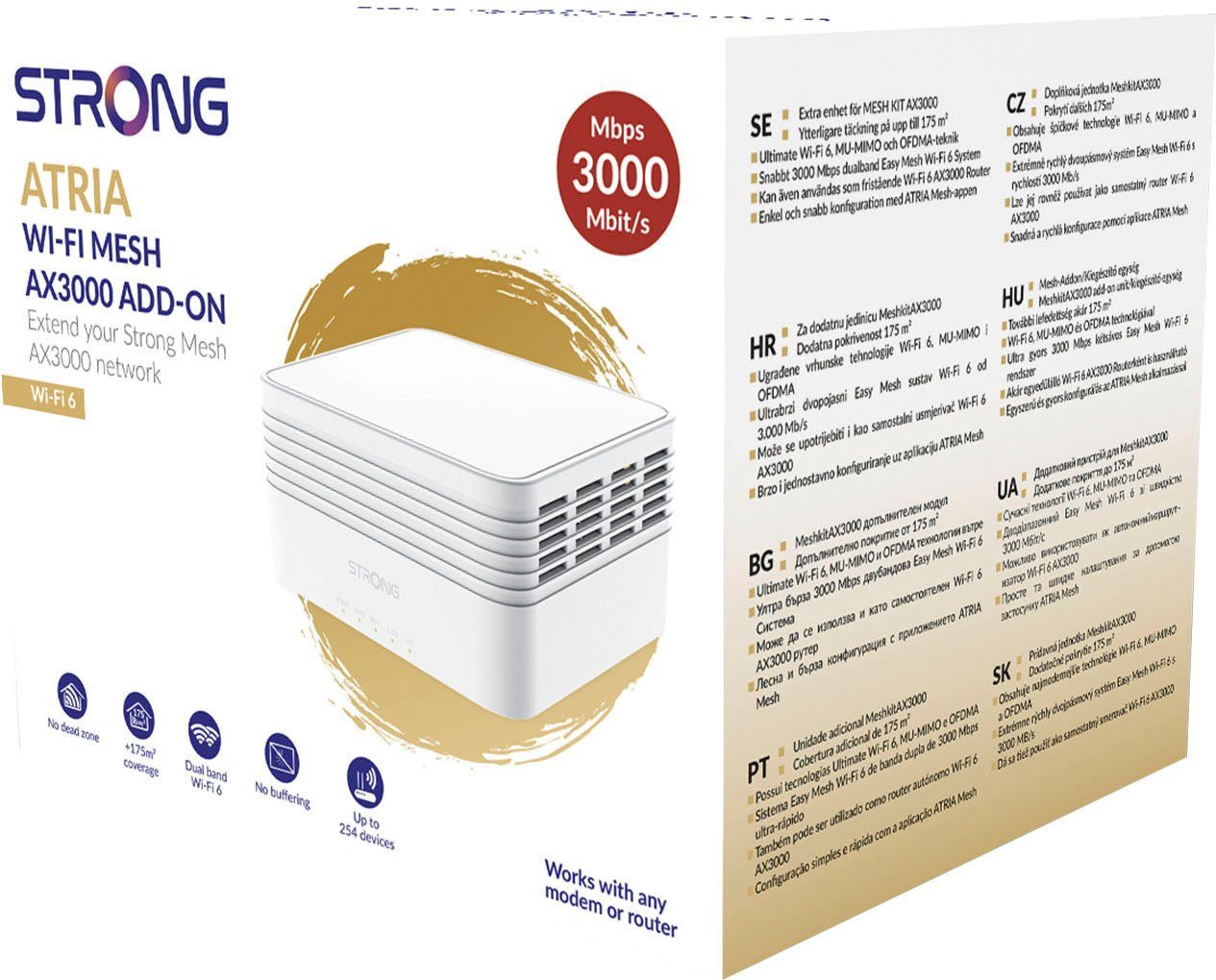 Strong Zusatzgerät für ATRIA Wi-Fi Mesh Kit AX3000 WLAN-Repeater, bis zu 3000 Mbit/s
