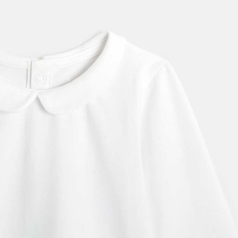 T-shirt col claudine uni beige bébé fille