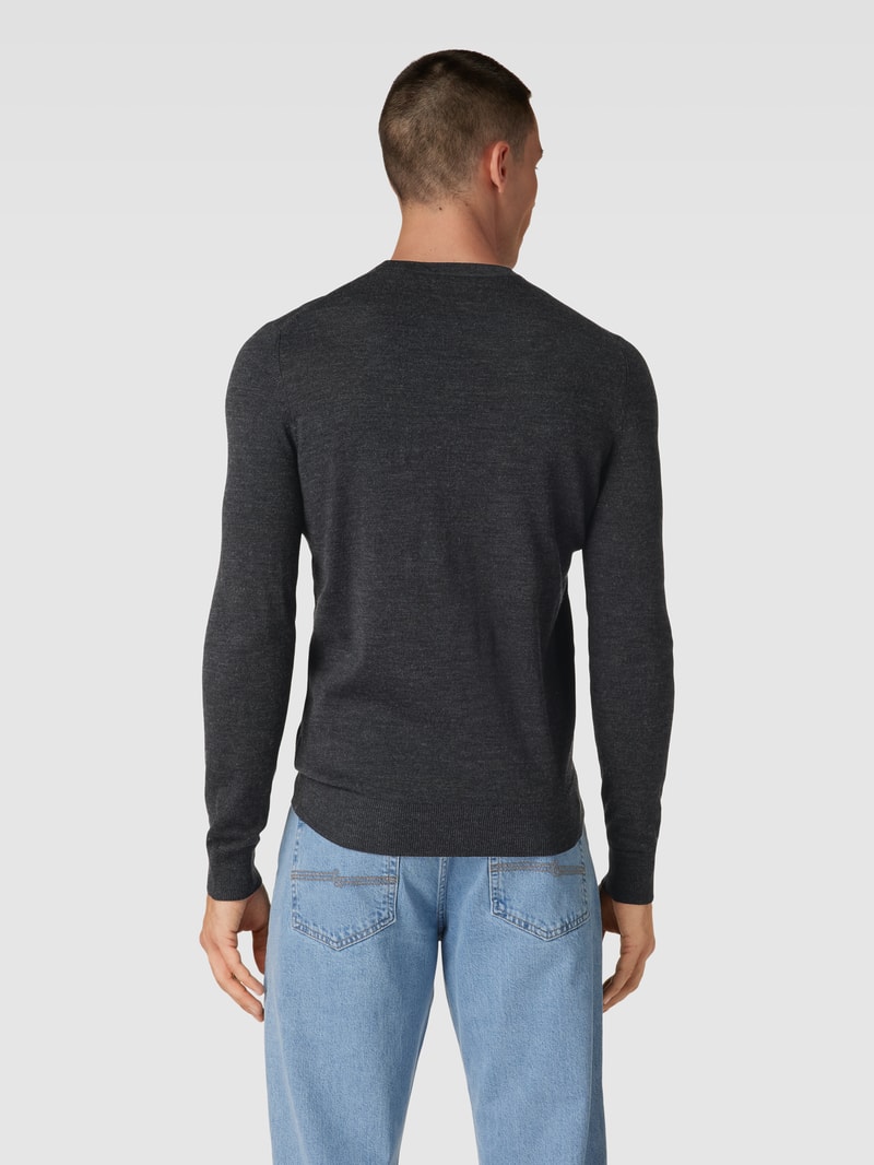 Longsleeve aus Woll-Mix in anthrazit meliert