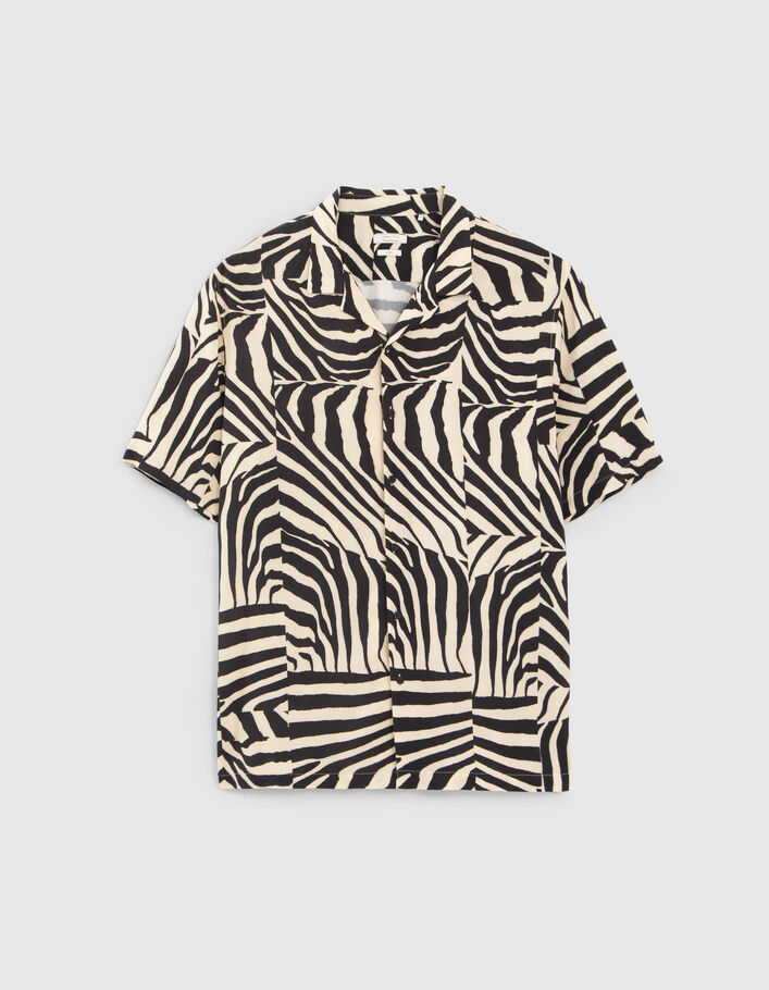 Chemise REGULAR noire LENZING™ ECOVERO™ motif zèbre Homme