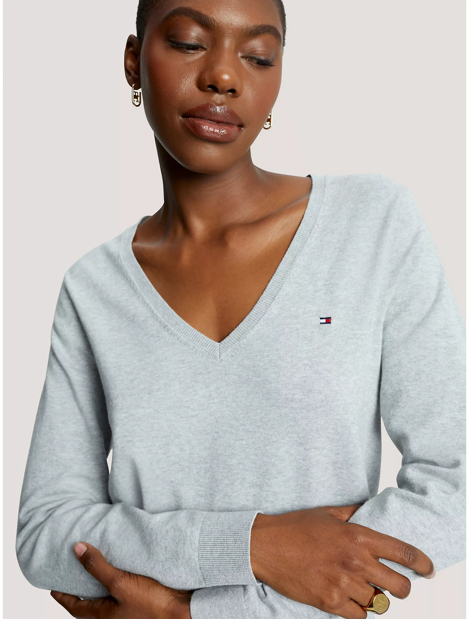 Solid V-Neck Sweater