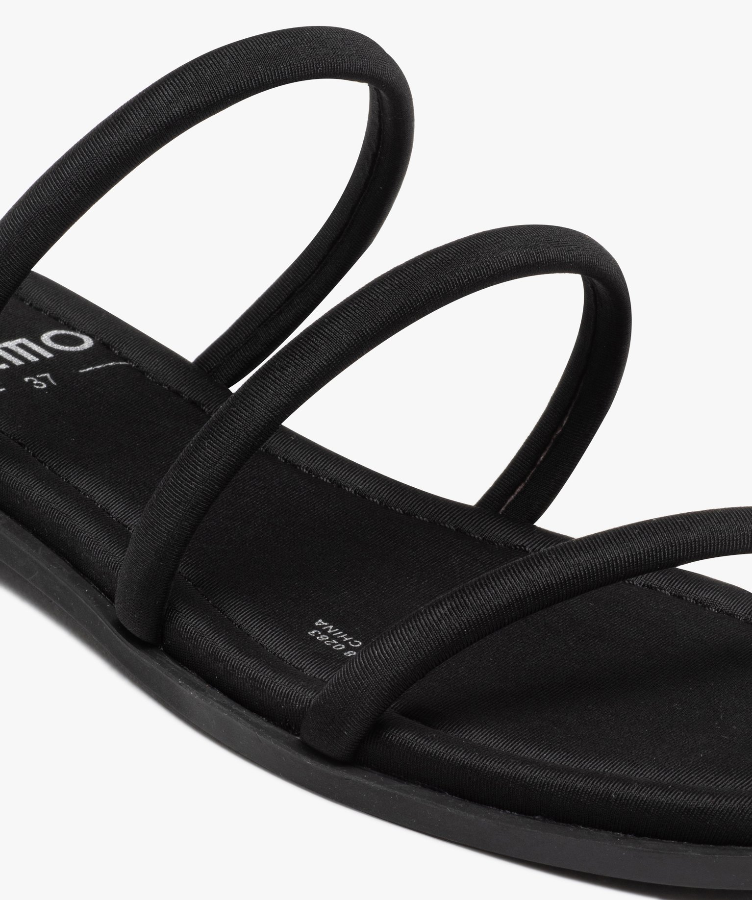 Mules femme à talon plat et brides en toile unie noir | GEMO