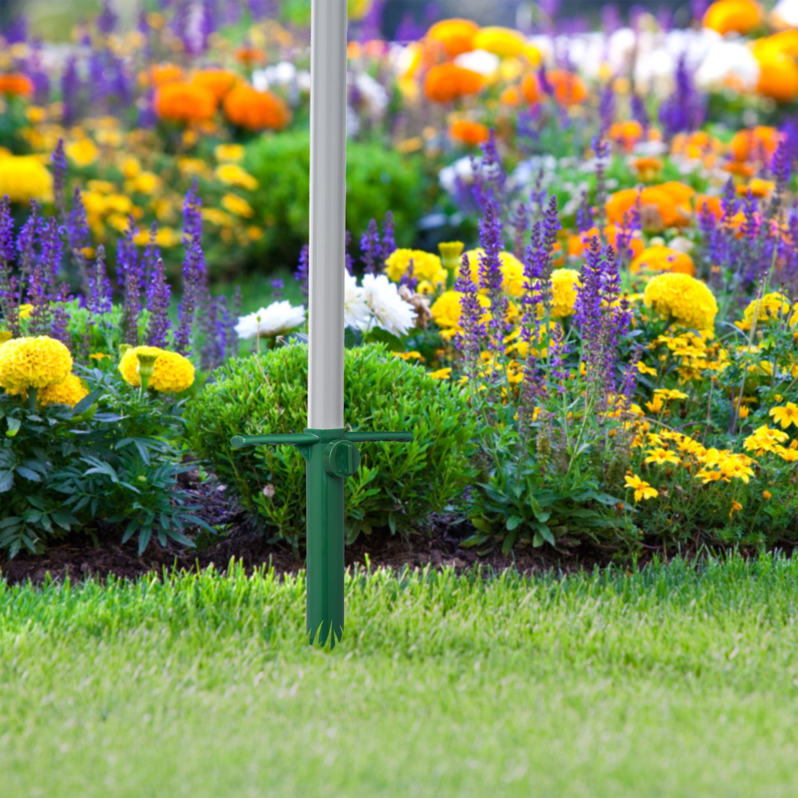 relaxdays Schirmhalter Bodenhülse für Sonnenschirm grün