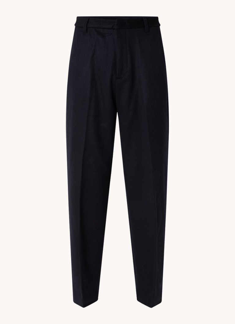 Pantaloni chino Emporio Armani, croială lejeră, din amestec de cașmir, cu buzunare laterale.