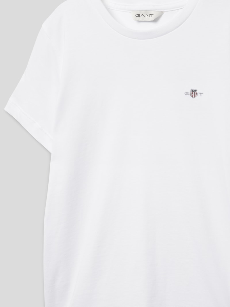 T-Shirt mit Logo-Stitching Modell 'SHIELD' in weiß