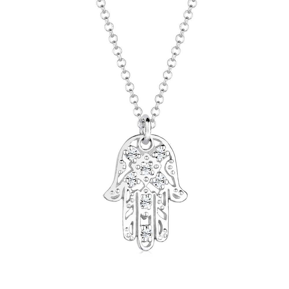 Elli Elli Collier Femmes Pendentif Main Hamsa avec Cristaux en Argent Sterling 925 collier