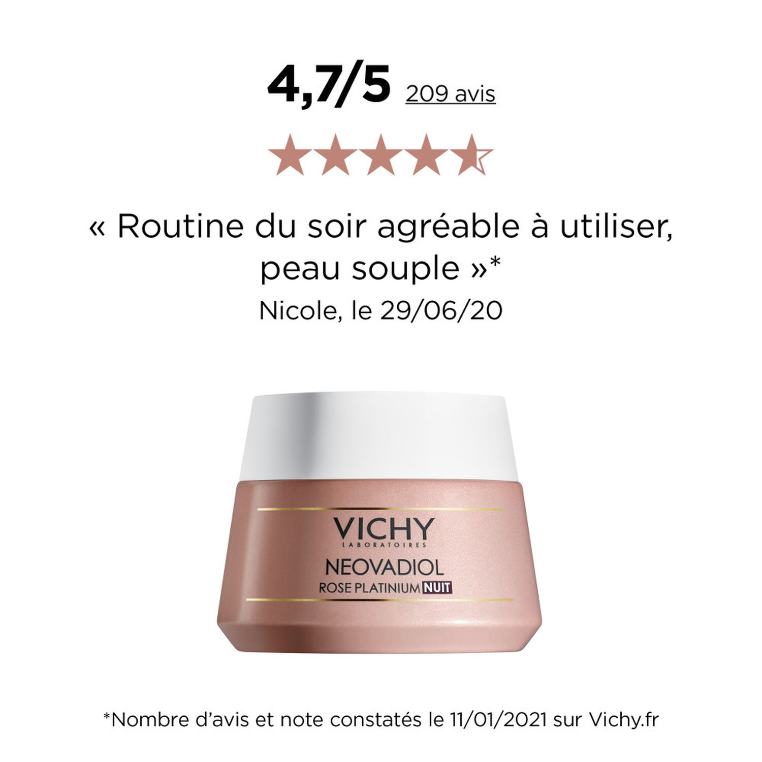 Vichy Neovadiol Rose Platinum Crème Nuit Revitalisante et Repulpante 50 ml