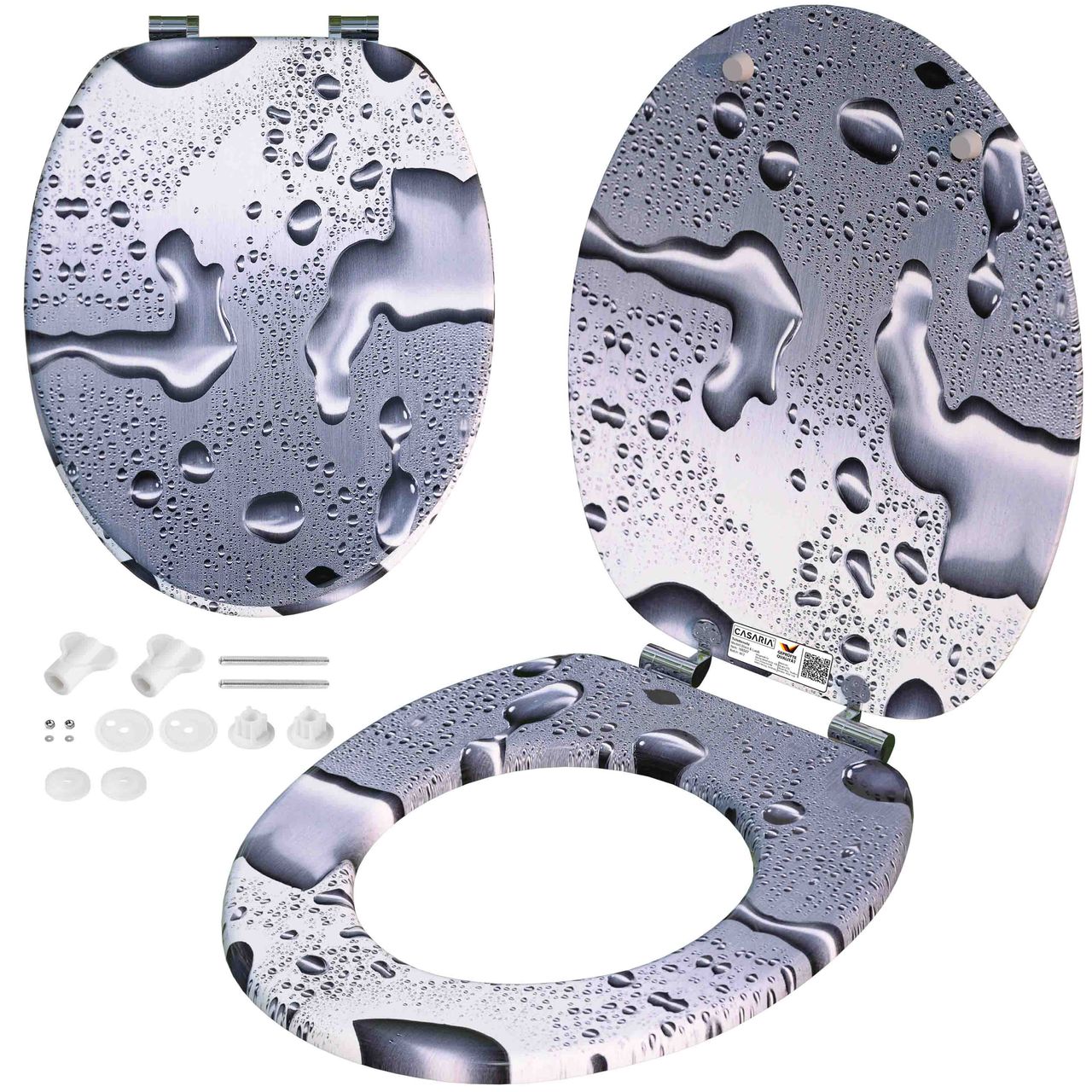 Casaria Toilettensitz Waterdrops mit Absenkautomatik