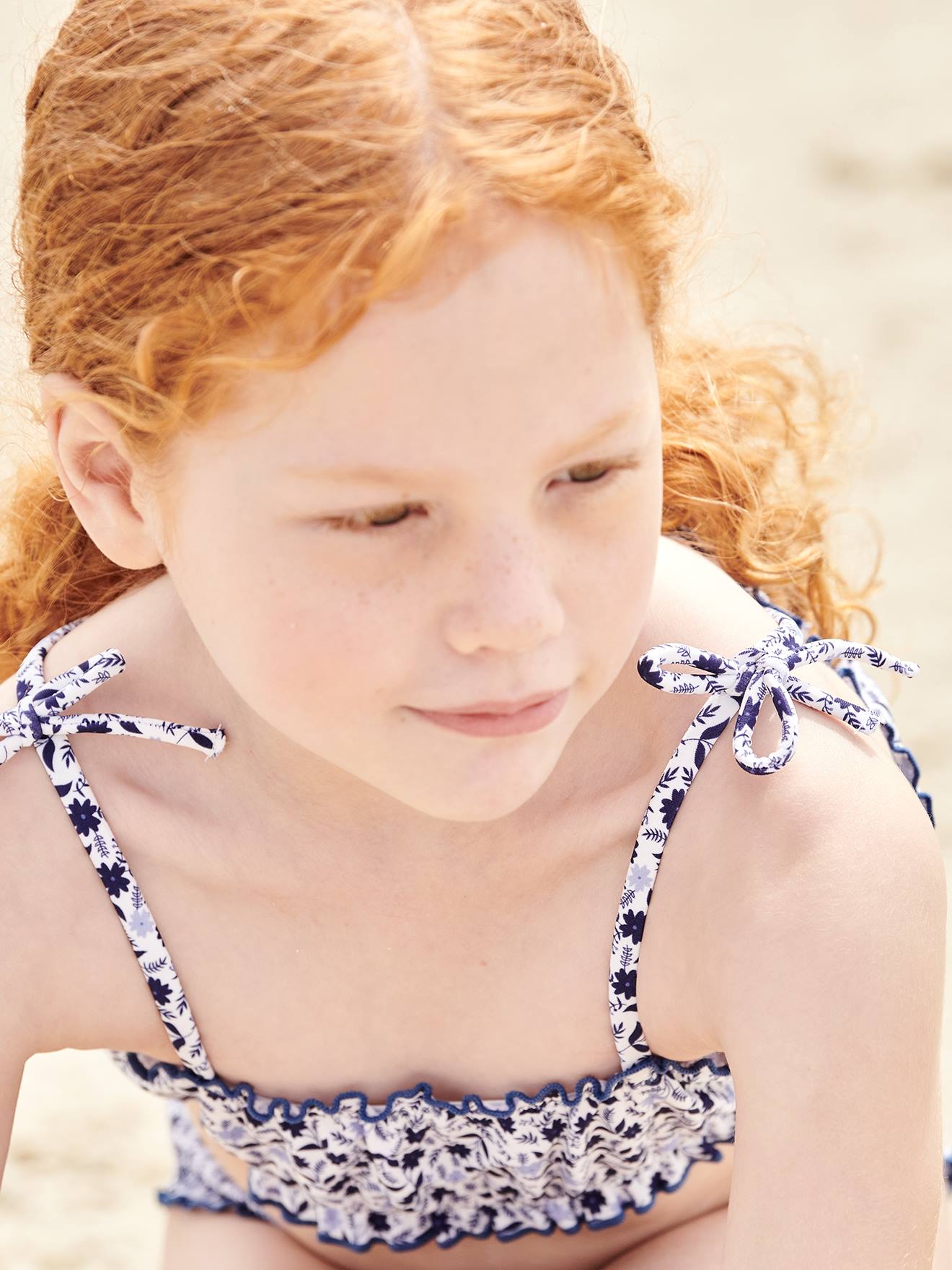 Maillot de bain 2 pièces fleurifille bleu