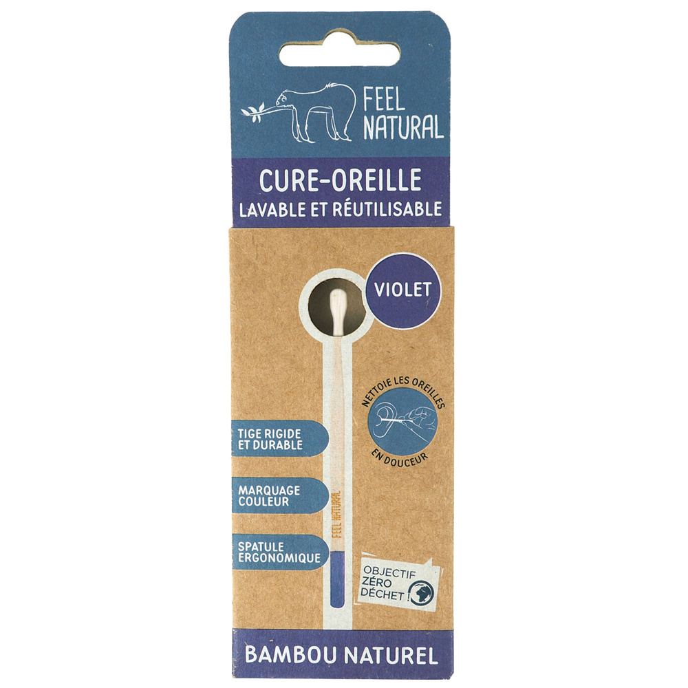 feel natural Cure-Oreilles en bambou 4 coloris aléato ires Cure-oreilles
