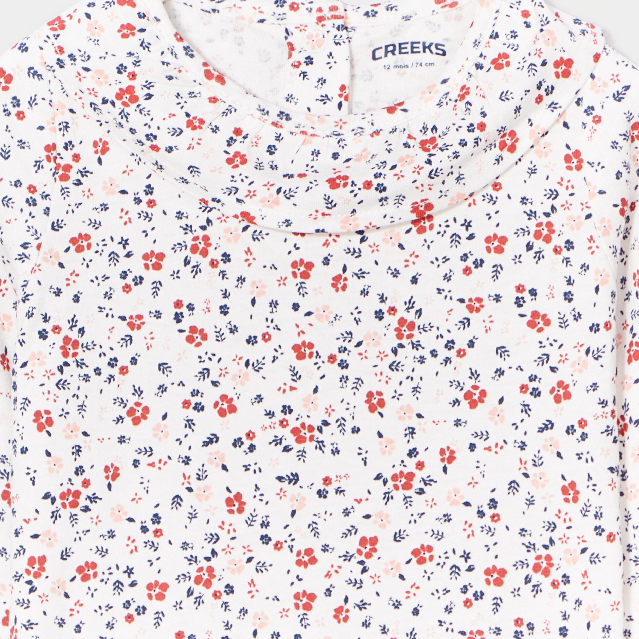 T-shirt col à volants coton Creeks ecru bébé fille | La Halle