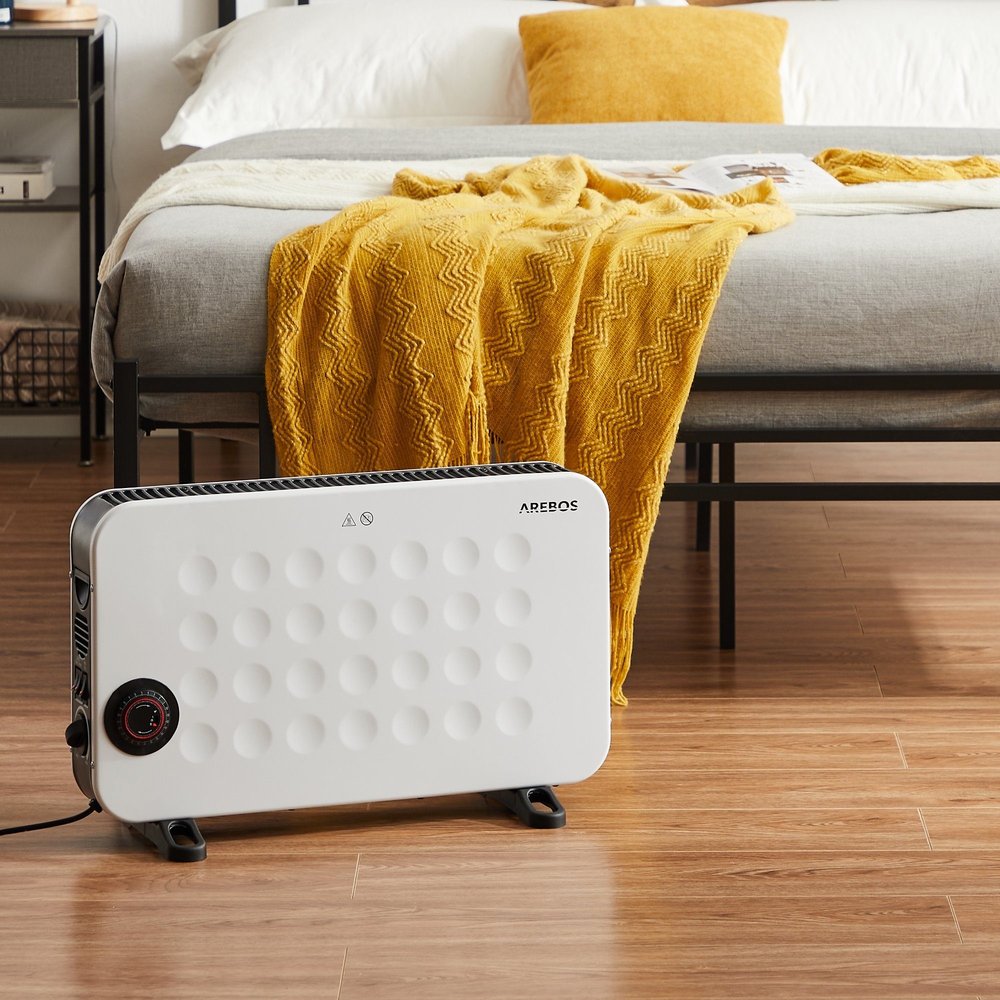 Arebos Konvektor Elektroheizung mit 3 Heizstufen, leise Heizung, schwarz oder weiss