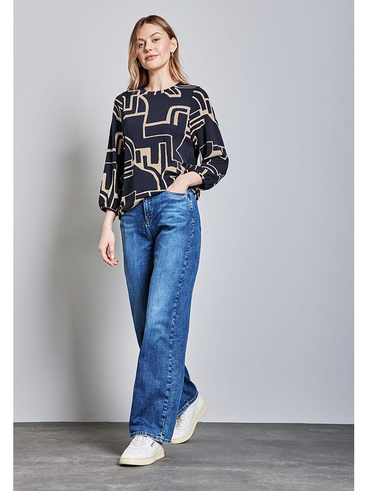 Street One Bluse in Dunkelblau/Creme günstig kaufen