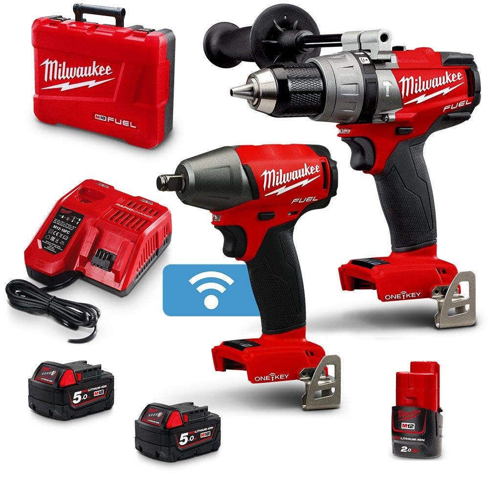 Pacote de baterias sem escova MILWAUKEE FUEL™ de 18 V, 2 peças, 1 x 2,0 Ah/2 x 5,0 Ah ONE-KEY™ M18ONEPP2B2-502C
