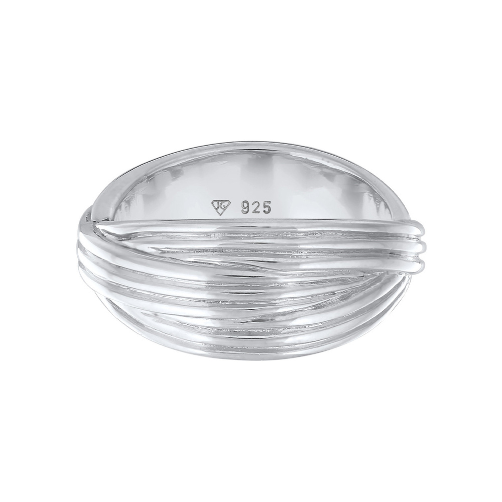 Elli PREMIUM Elli PREMIUM Bague Femmes Enroulement Texture Torsadé en Argent Sterling 925 Rhod Bague