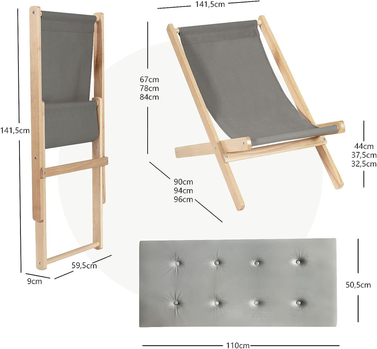 Costway COSTWAY Liegestuhl aus Holz