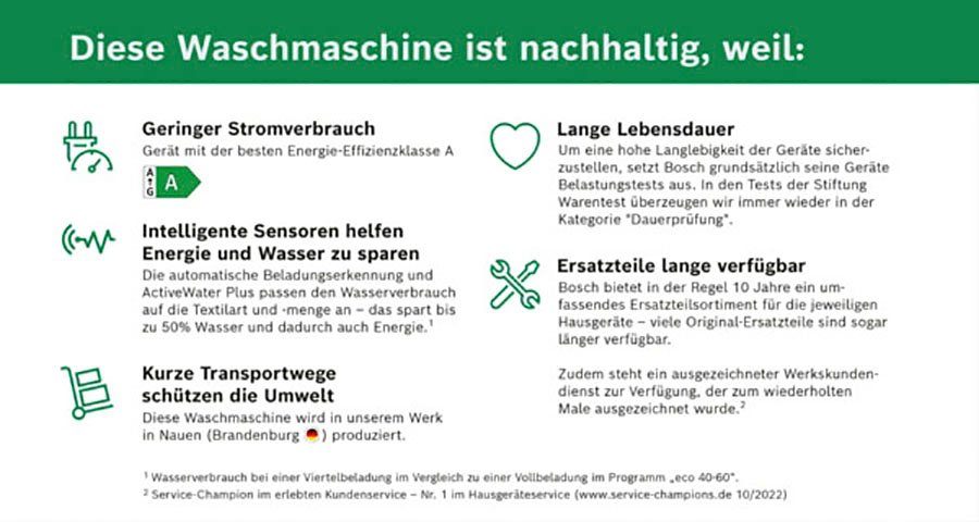 BOSCH Waschmaschine Serie 8 WGB256040, 10 kg, 1600 U/min, Iron Assist reduziert dank Dampf 50 % der Falten
